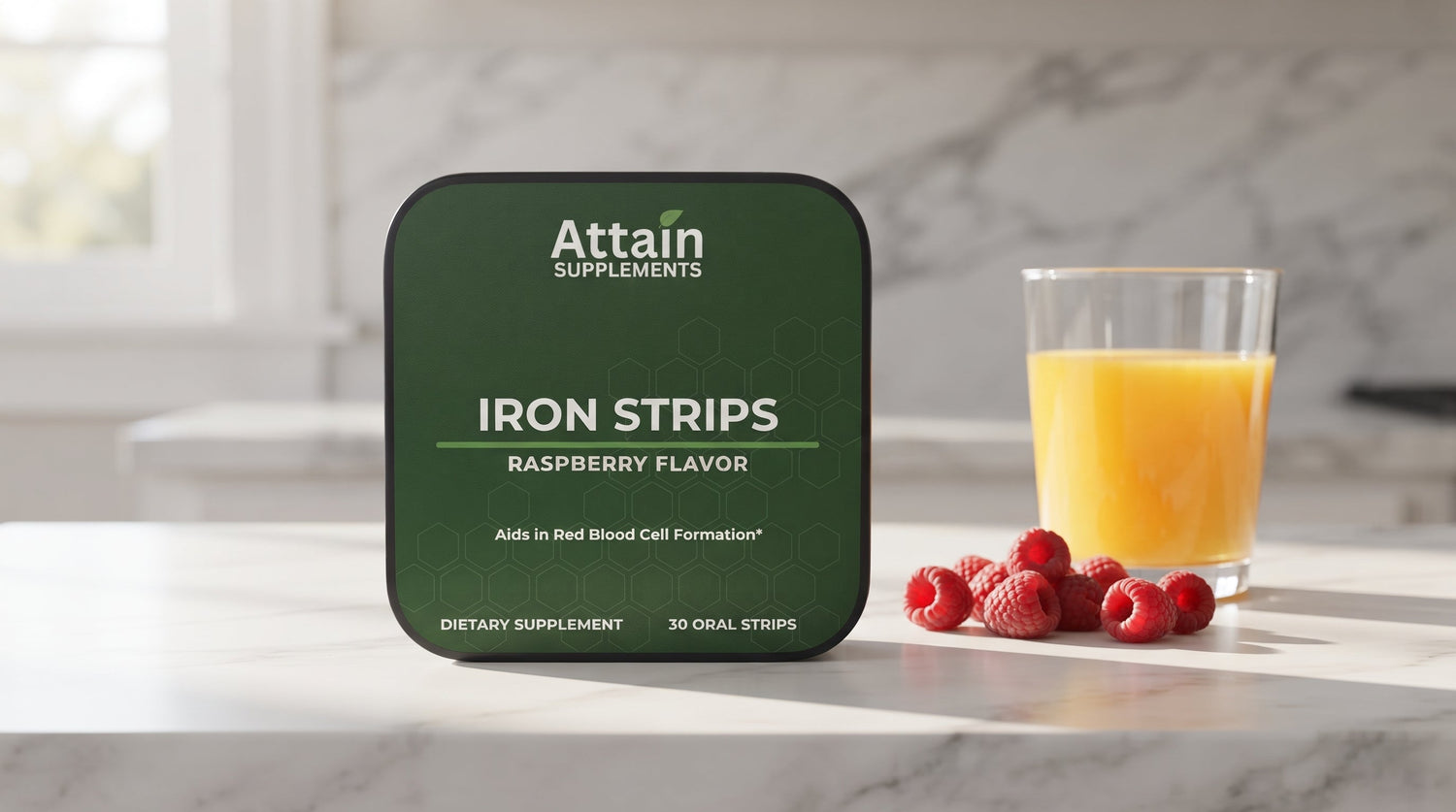 Attain Iron Support Strips tin — best iron supplement for women, sublingual iron and folate