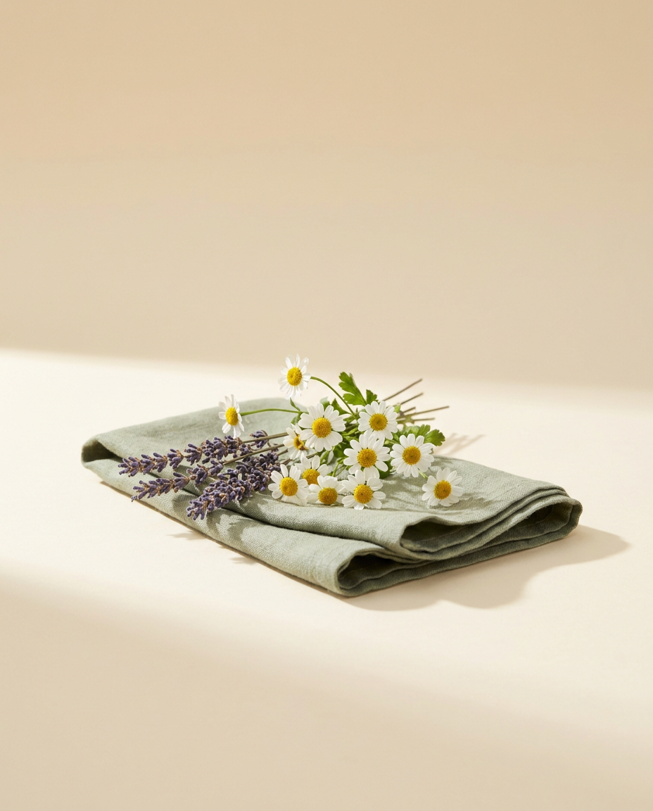 Sleep & Calm — chamomile and lavender on linen