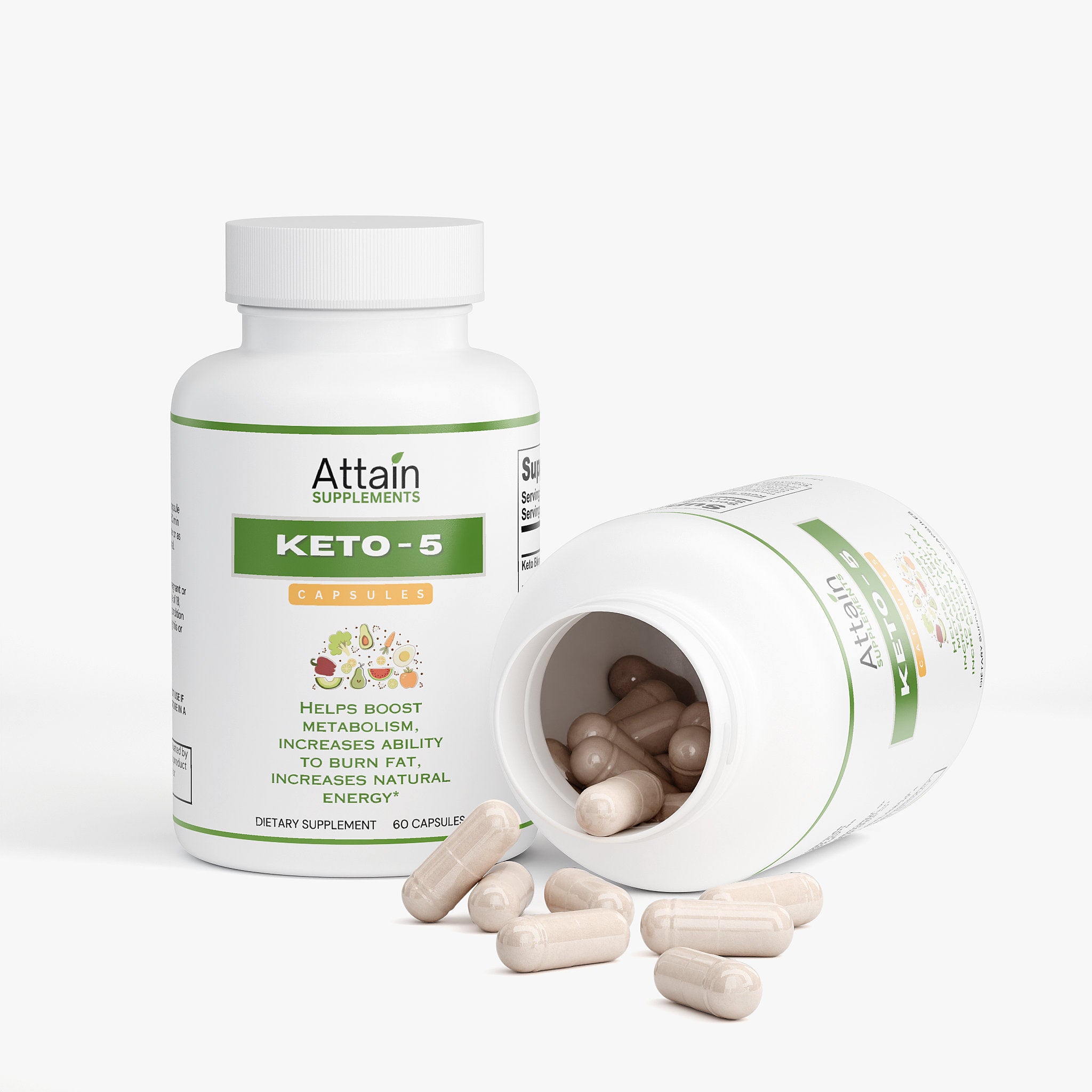 Keto-5 Blend Capsules supplement facts and ingredients | Attain Supplements