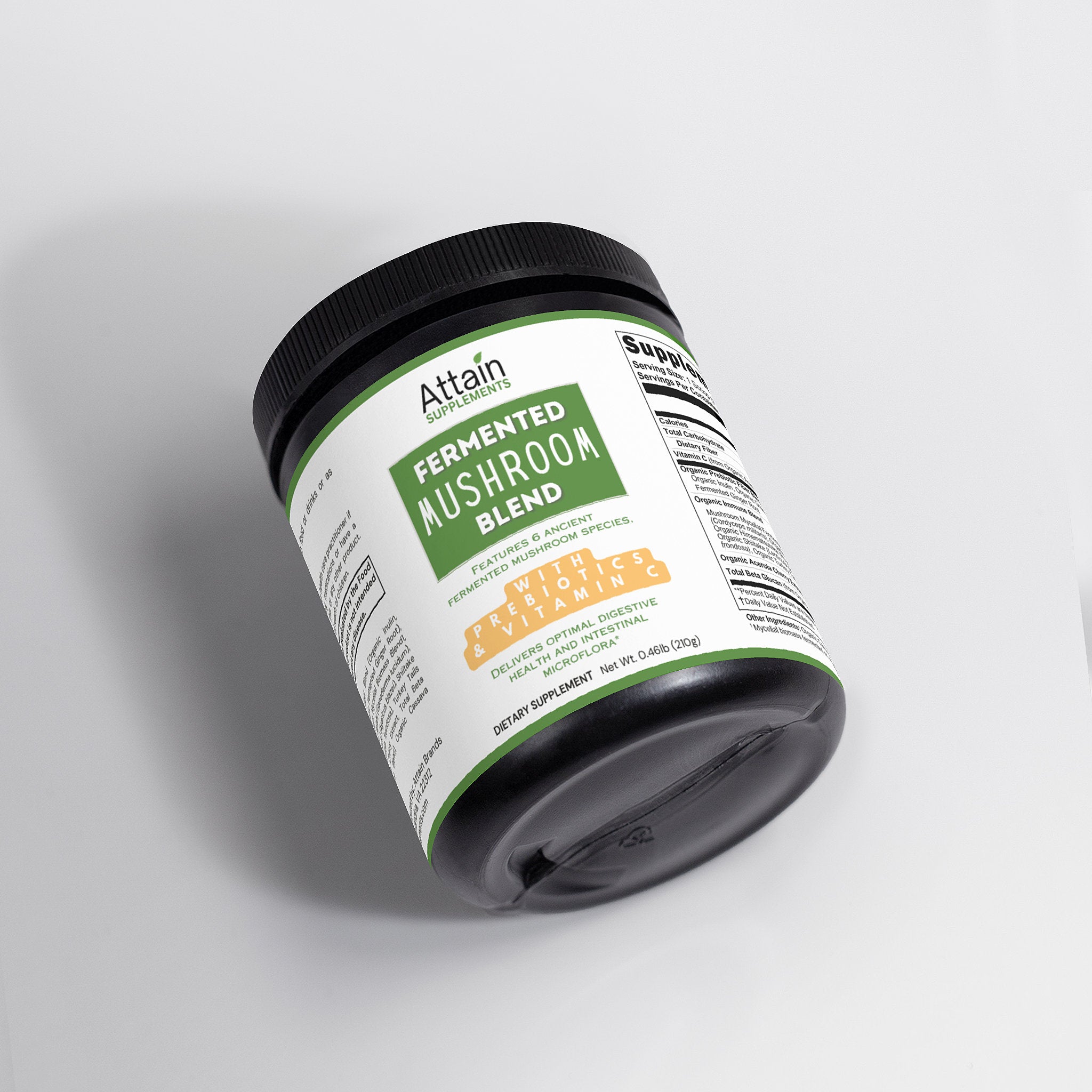 Fermented Mushroom Blend supplement facts and ingredients | Attain Supplements