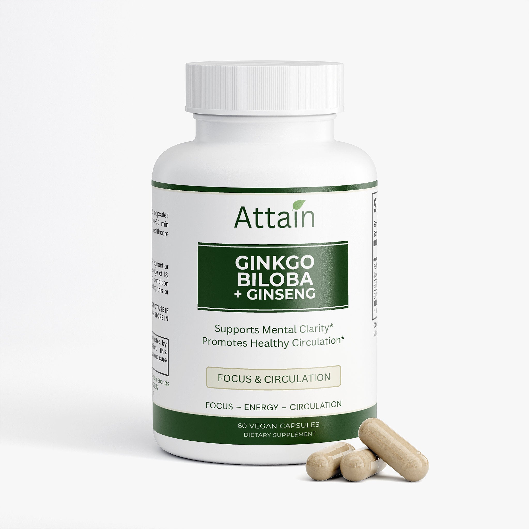 Ginkgo Biloba + Ginseng Capsules — Focus & Circulation