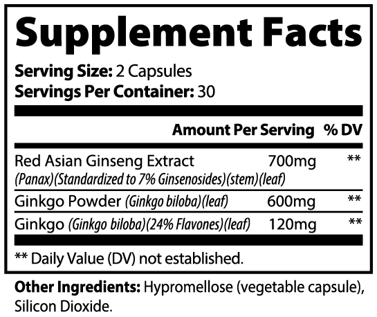 Ginkgo Biloba + Ginseng Capsules β Focus & Circulation
