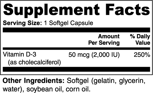 Vitamin D3 Capsules - 2,000 IU