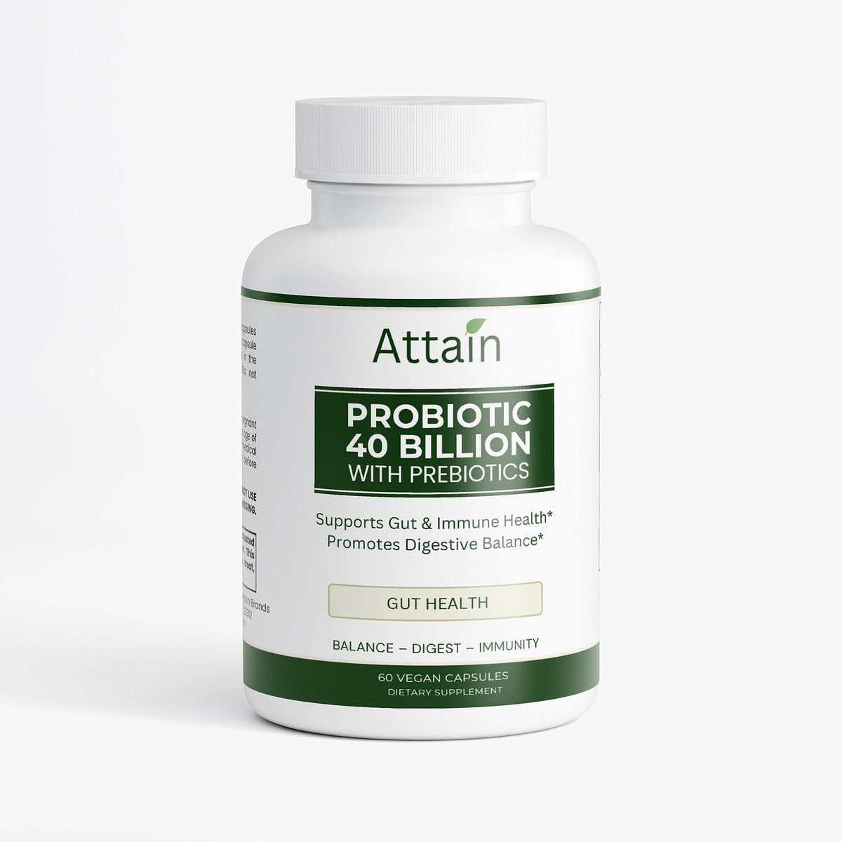 Attain Probiotic 40 Billion CFU capsules — 4-strain formula with MAKTREK Bi-Pass Technology