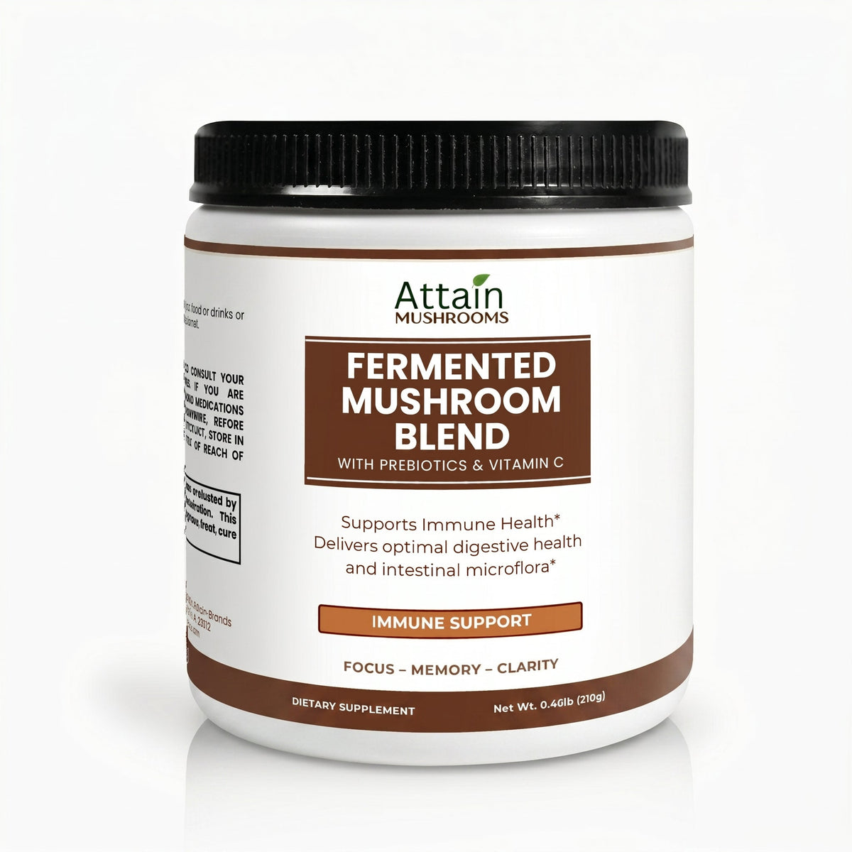 Attain Fermented Mushroom Blend Powder — six organic mushrooms fermented for bioavailability