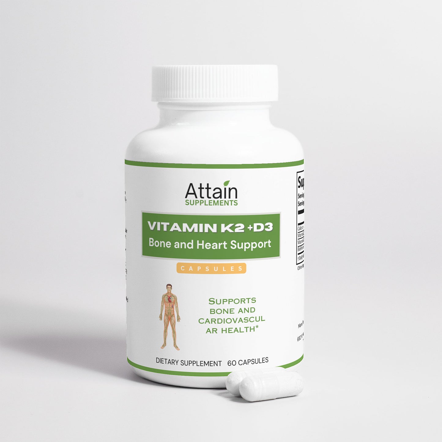 Bone & Heart Support - Vitamin K2 and D3 - Attain Supplements