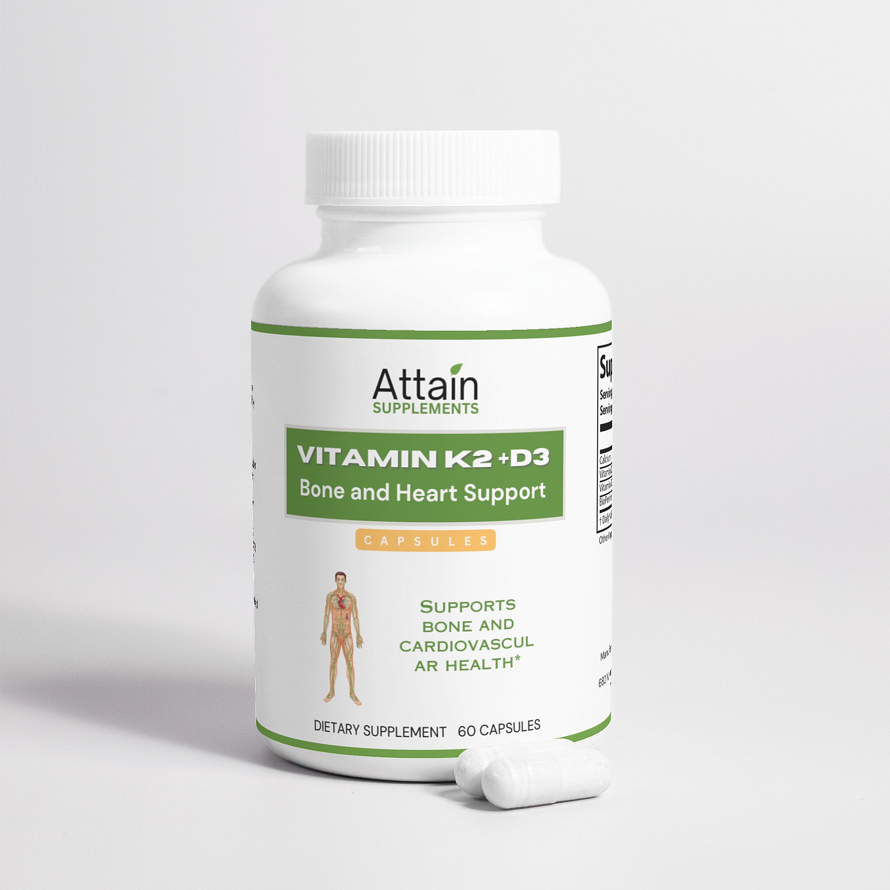 Bone & Heart Support - Vitamin K2 and D3 - Attain Supplements