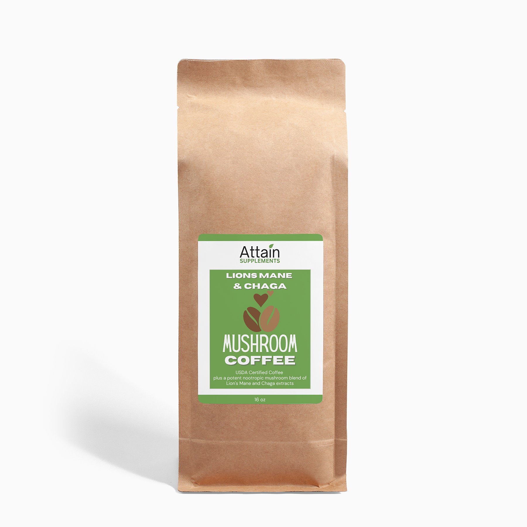 Mushroom Coffee Fusion - Lion’s Mane & Chaga 16oz - Attain Supplements