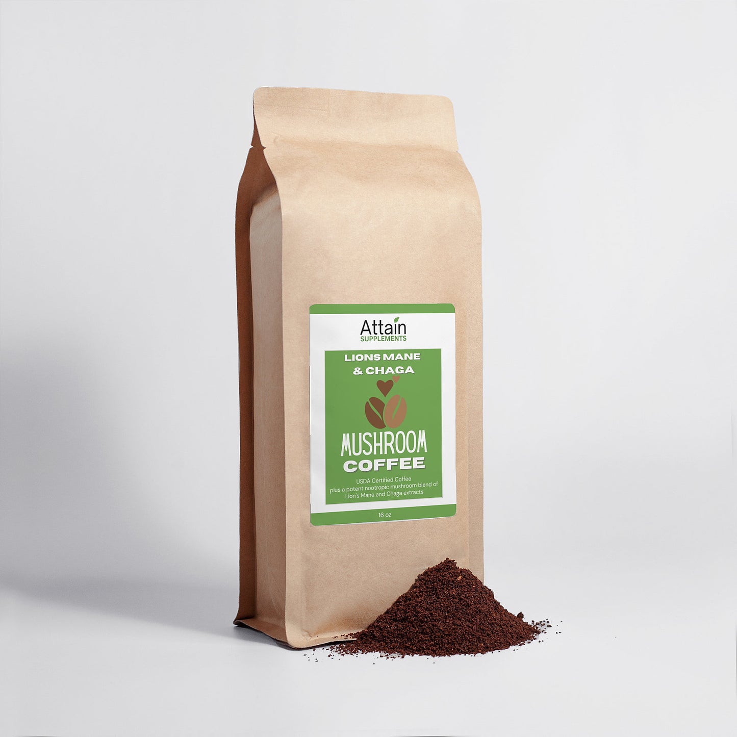 Mushroom Coffee Fusion - Lion’s Mane & Chaga 16oz - Attain Supplements