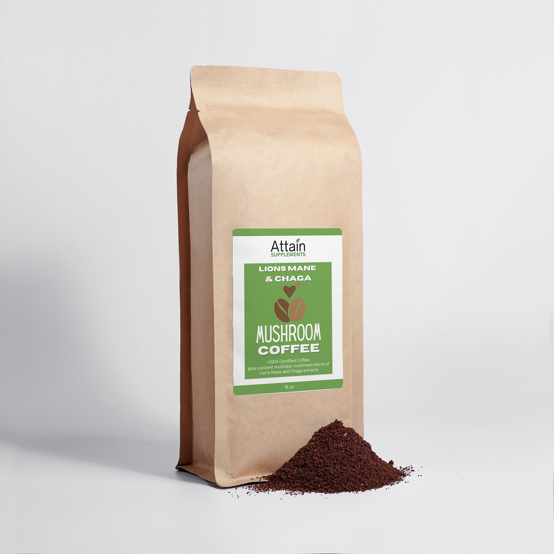 Mushroom Coffee Fusion - Lion’s Mane & Chaga 16oz - Attain Supplements