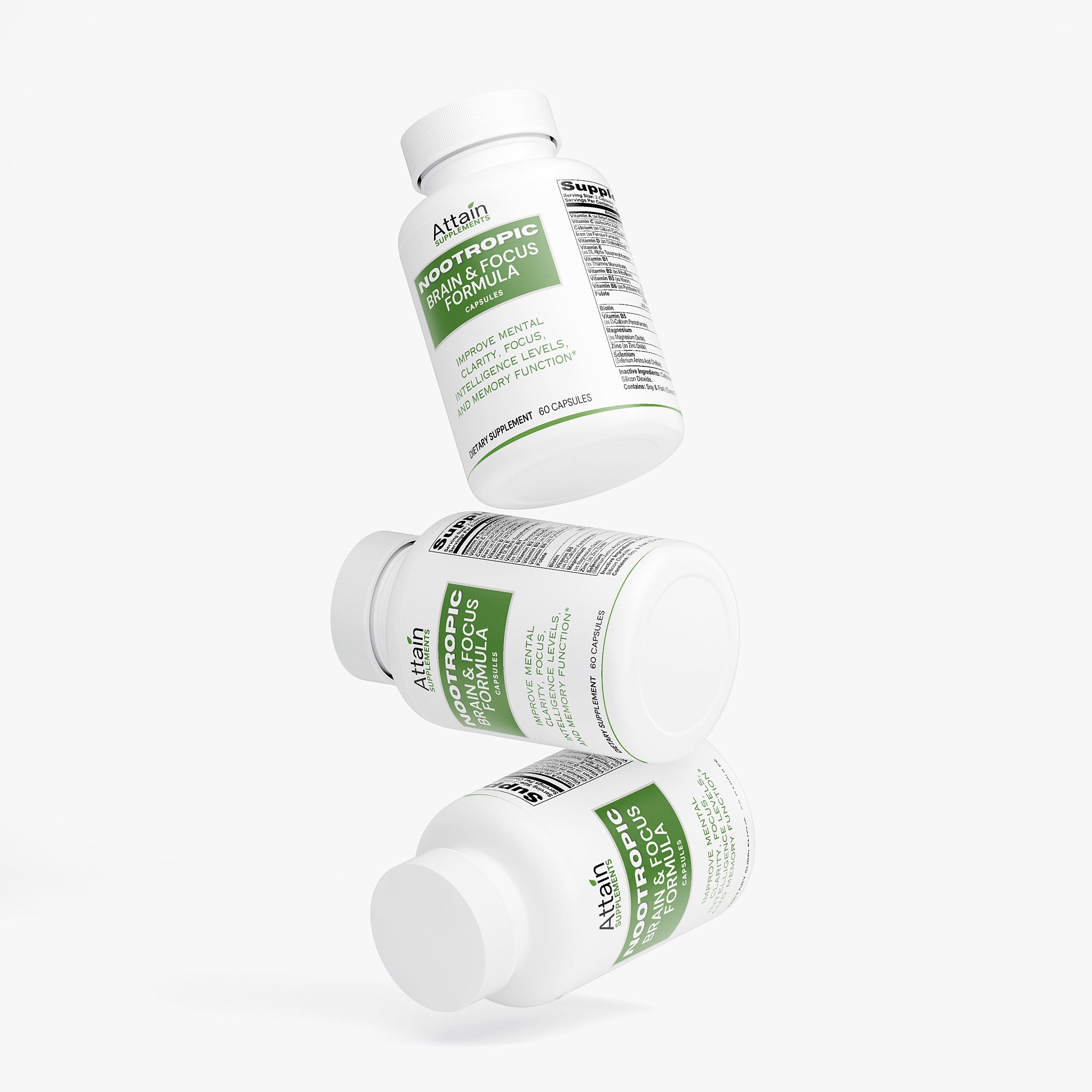 Nootropic Brain & Focus supplement facts and ingredients | Attain Supplements