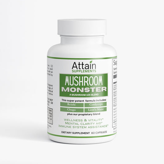 Mushroom Monster - 10X Blend - Cordyceps Sinensis, Reishi, Shiitake, Lion's Mane, and Proprietary Mushroom Blend
