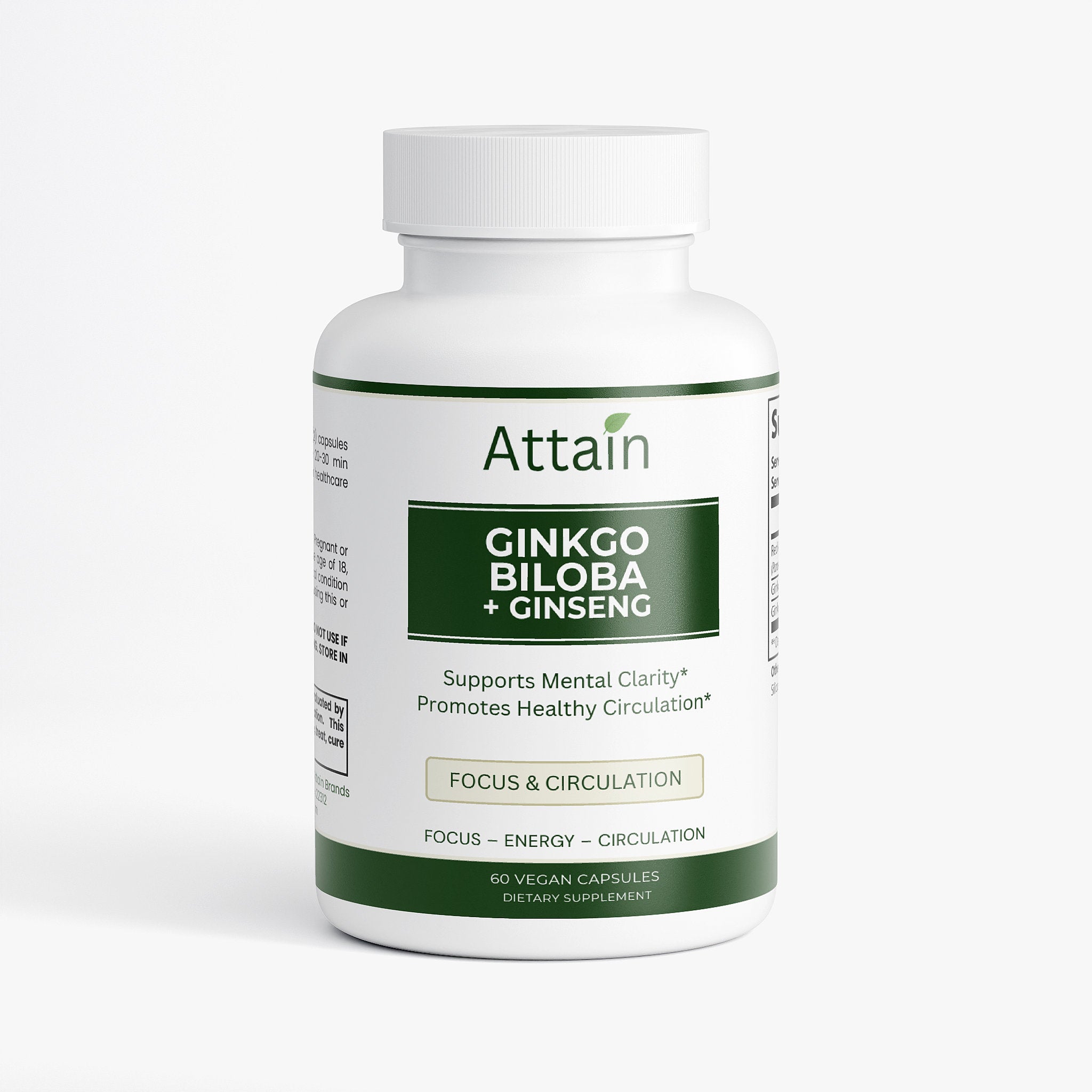Ginkgo Biloba + Ginseng Capsules — Focus & Circulation