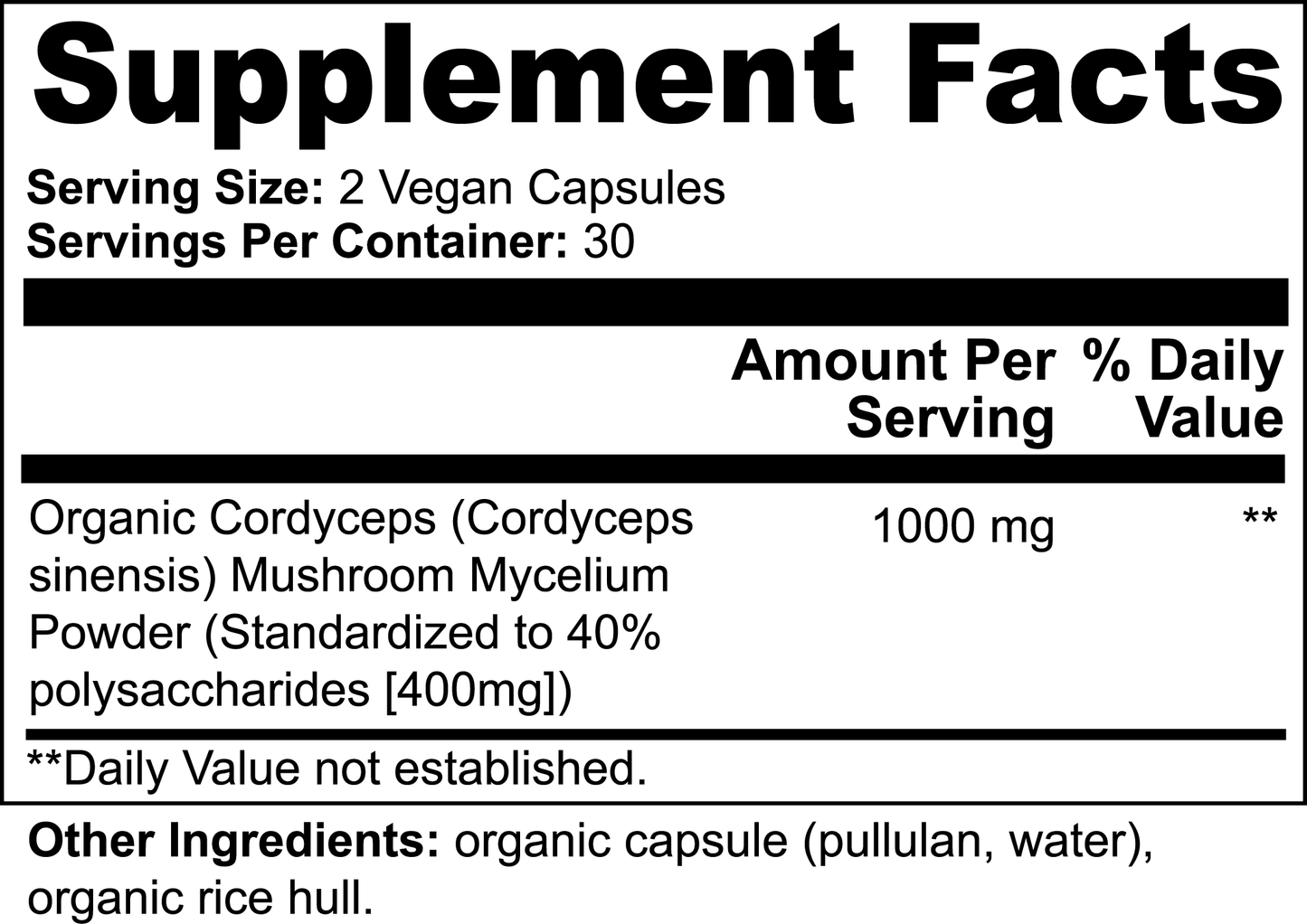 Organic Cordyceps Mushroom Capsules