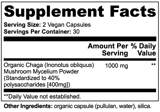 Organic Chaga Mushroom Capsules 1000mg — Immunity