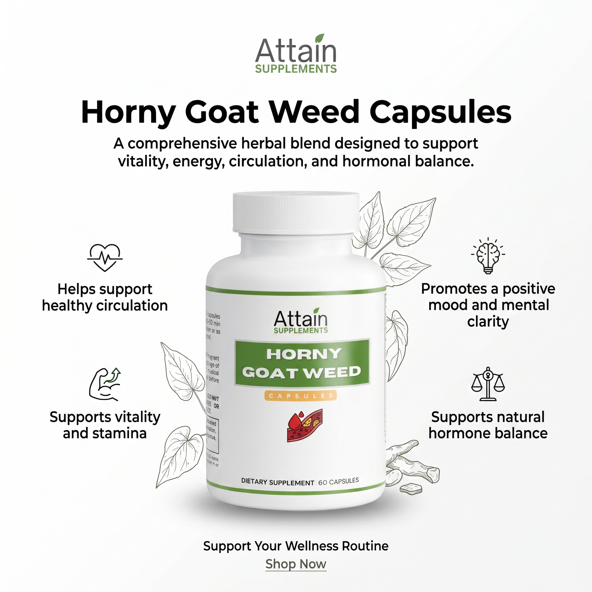 Attain Horny Goat Weed capsules made in the USA