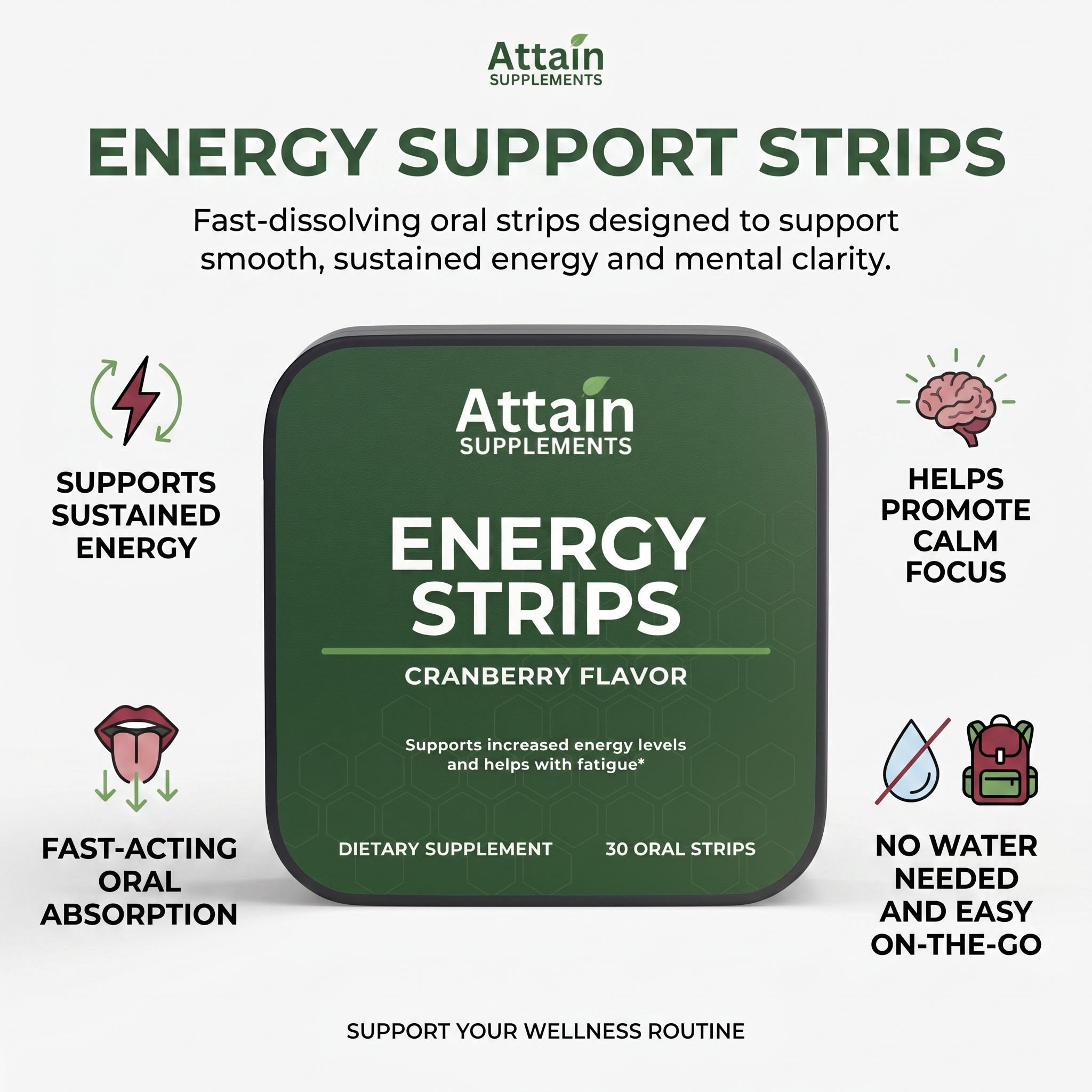 Attain Energy Support Strips supplement facts